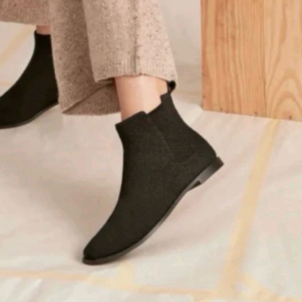 ROTHY'S The Ankle Wool Blend Slip-On Ankle Booties Chelsea Black sz 9